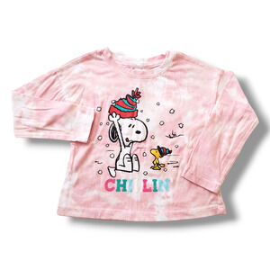 Crown & Ivy 4T Girls Snoopy Peanuts Pink Holiday Tee